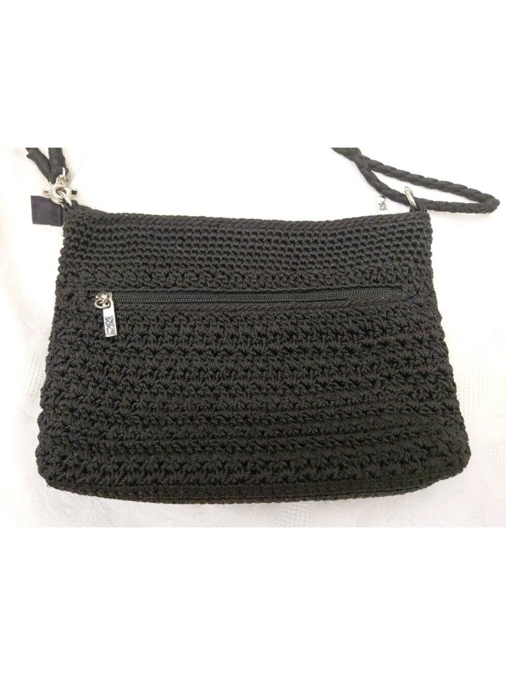 The Sak‎ Black Crochet Crossbody Shoulder Bag Rectangle Small